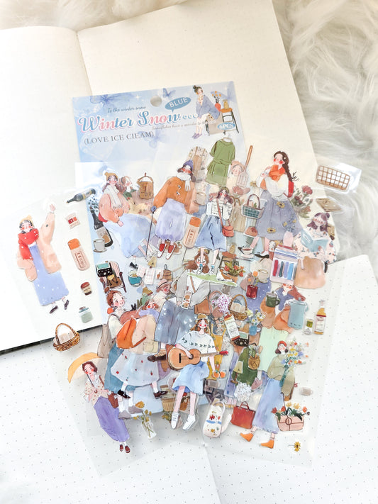 BFSG404|G9|  Winter Snow| Lifestyle Sticker | 6 Sticker Sheets | Precut