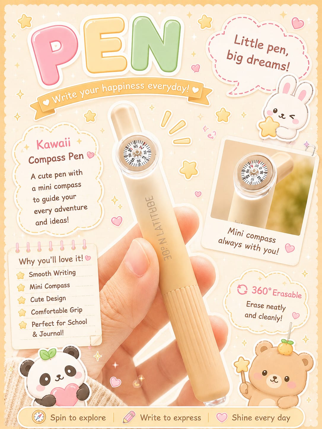 Languo Dodoo Compass Pen Brown