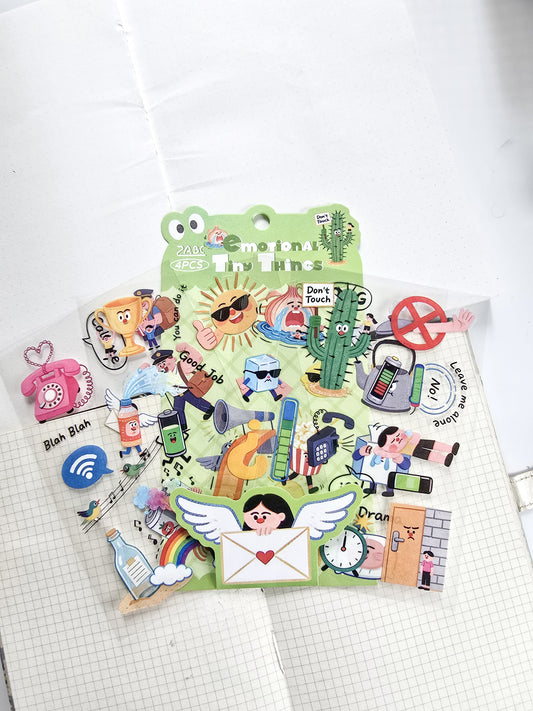 RCGQT-604 | Cartoon Pattern PET Sticker Emotional Tiny Things | 100*150mm