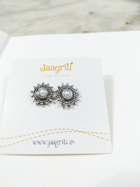 Oxidized Silver -Tone Stud Earrings
