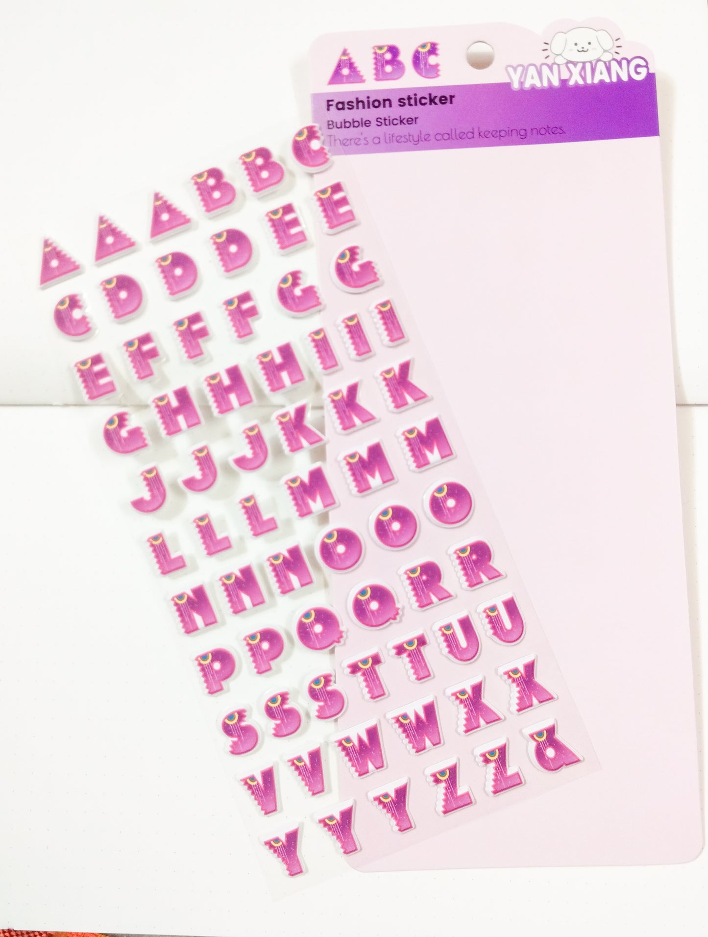 YX-160 |G-9| Alphabet sticker Purple Colour F 1 Sheet
