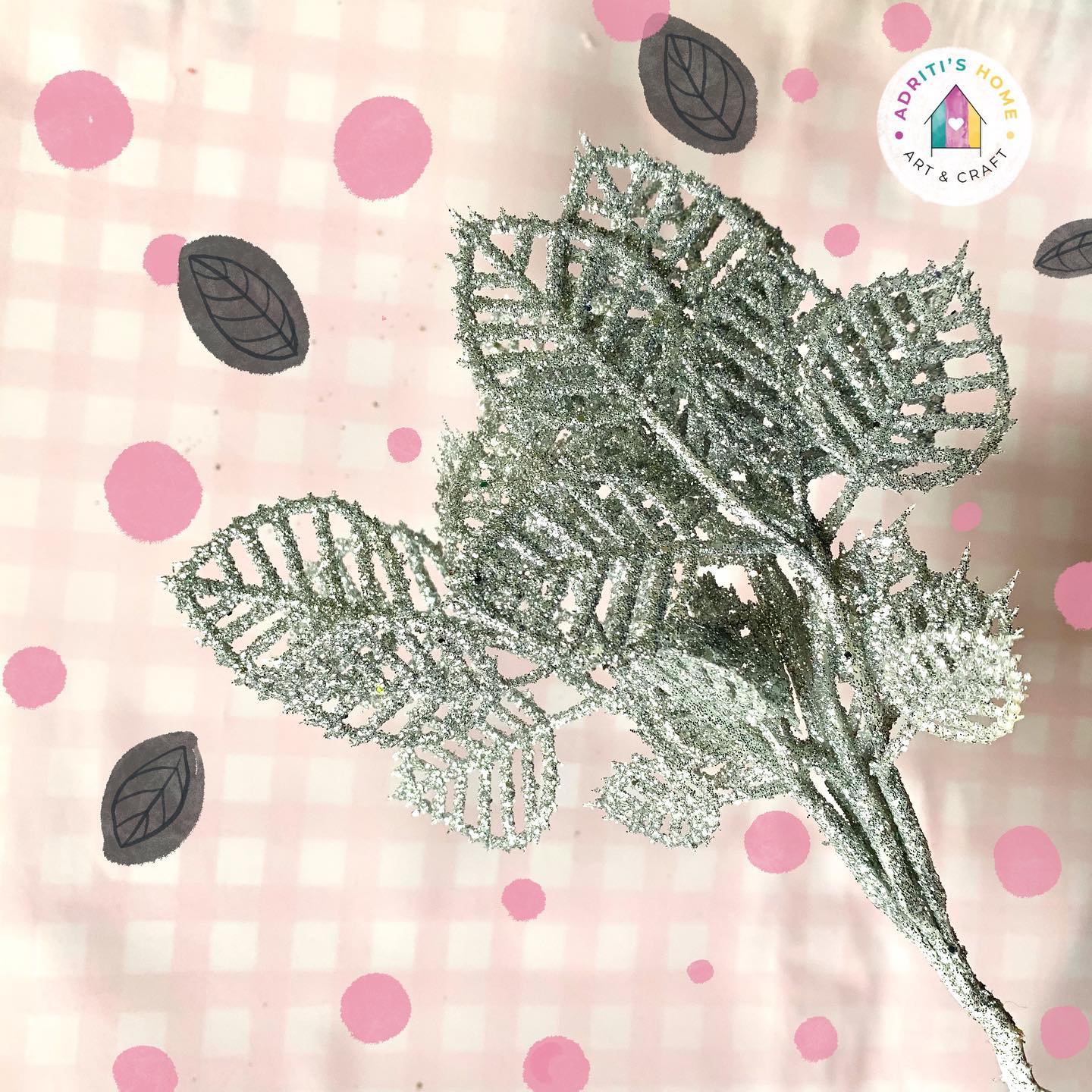 Silver Glitter Leaf 1 Pckt = 6 Pcs