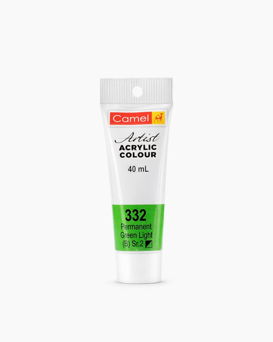 332 - Permanent Green Light - Single Tube Camel Artist Acrylic Colours