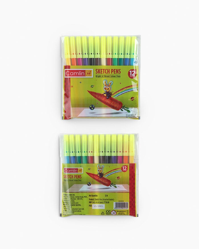 Multicolor Plastic Camlin Sketch Pens 12Shades Packaging Type Packet