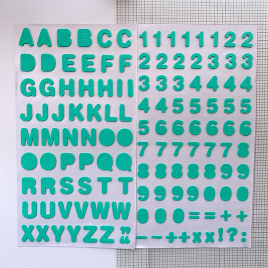 Alphabet and Number Foam Sticker Sea Green