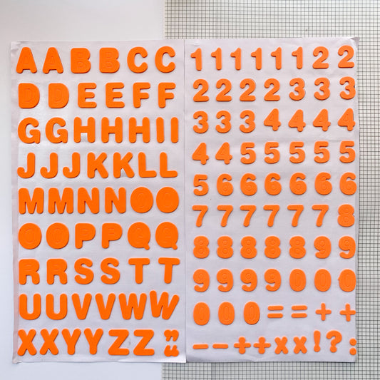 Alphabet and Number Foam Sticker Orange