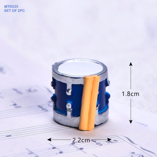 2 Pcs Musical Instrument Drums Miniature Model MTR225