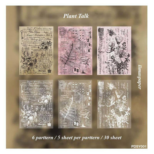PDSY001 - Vintage Paper and Vellum Pack | 6 Patterns | 5 Sheets per pattern | 30 Sheets