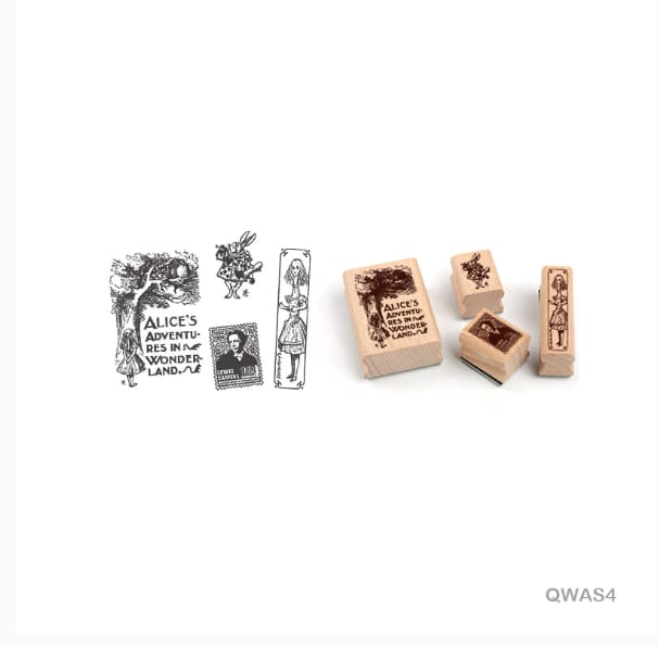 QWAS4 - Antique Wooden Stamp | 4 Pcs
