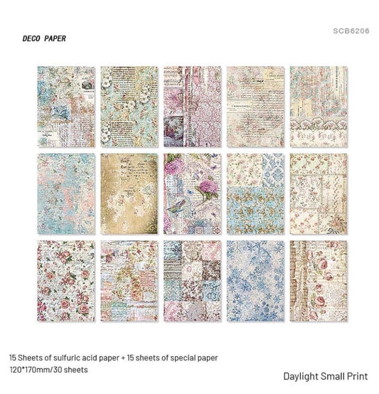 SCB6206 - RA -  Journal Deco and Special Papers | Size 12x17cm | 30 Pcs | 15 designs x 2