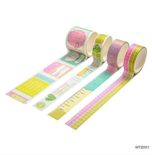 WTZ001 - Washi Tape Set of 4 - 2mtr