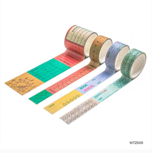 WTZ006 - Washi Tape Set of 4 - 2mtr