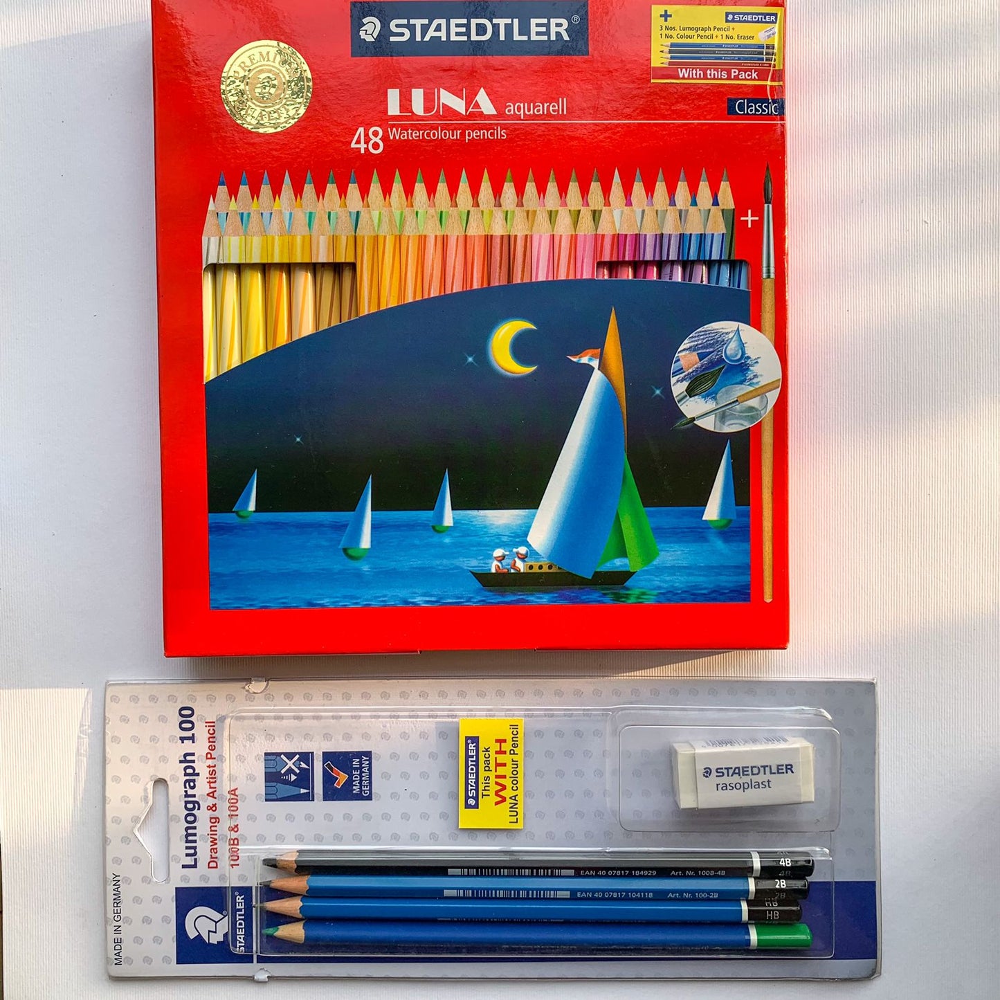STAEDTLER - 48 Pcs Watercolor Pencil Set with Freebies 4 Premium Pencil + 1 Rasoplast Dust free Eraser