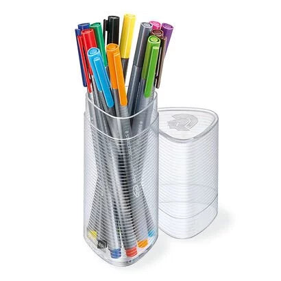 STAEDTLER - Fineliner Set of 12 with Triangular pen case | containing 12 triplus fineliner in assorted colours