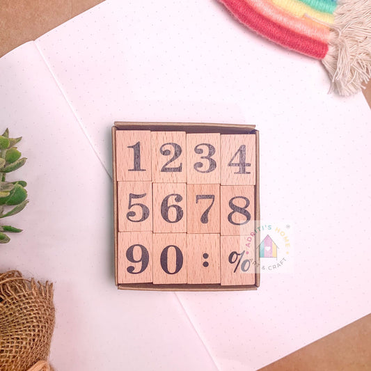 Number Wooden Stamp 12 Pcs ( stamp Size : 2.5x1.7x2.5 CM)