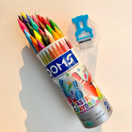 Doms Plastic Crayons Set of 28 + 1 Eraser Free