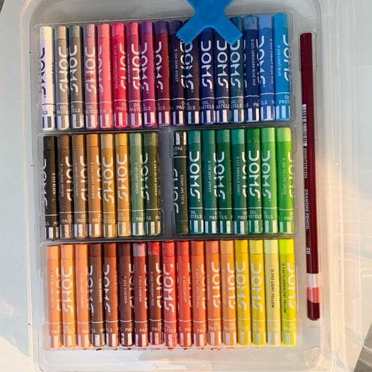 Doms Oil Pastel Set of 50 + 1 Scrapping Tool + 1 Drawing Pencil